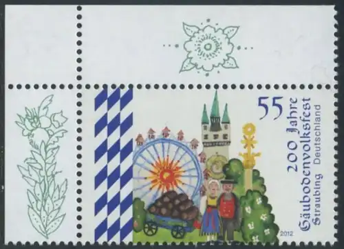 BUND 2012 Michel-Nummer 2950 postfrisch EINZELMARKE ECKRAND oben links
