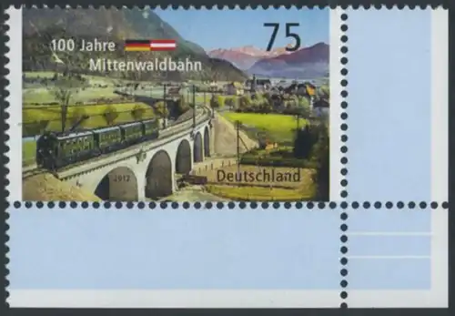 BUND 2012 Michel-Nummer 2951 postfrisch EINZELMARKE ECKRAND unten rechts