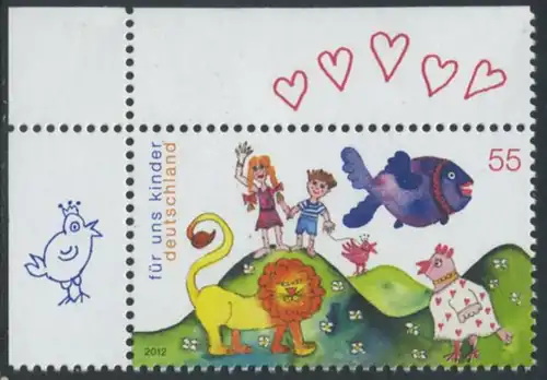 BUND 2012 Michel-Nummer 2952 postfrisch EINZELMARKE ECKRAND oben links