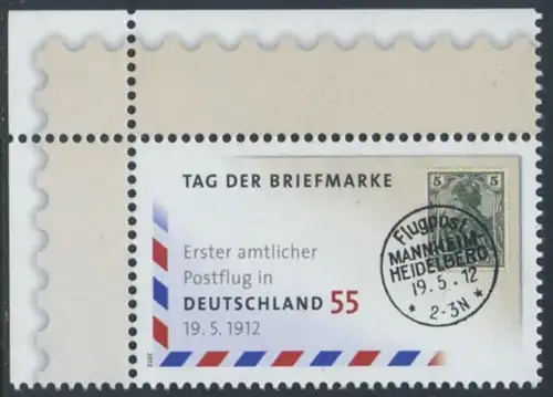 BUND 2012 Michel-Nummer 2954 postfrisch EINZELMARKE ECKRAND oben links