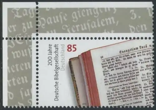 BUND 2012 Michel-Nummer 2955 postfrisch EINZELMARKE ECKRAND oben links
