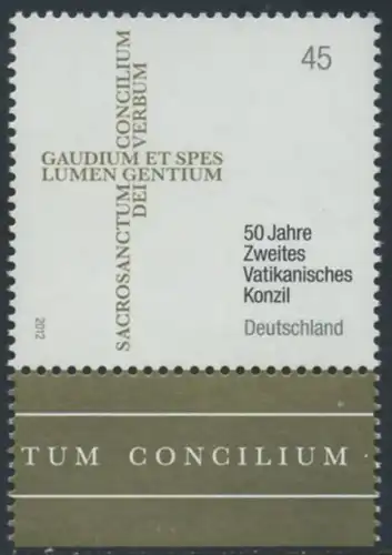 BUND 2012 Michel-Nummer 2958 postfrisch EINZELMARKE RAND unten (c)