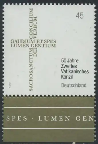 BUND 2012 Michel-Nummer 2958 postfrisch EINZELMARKE RAND unten (a)