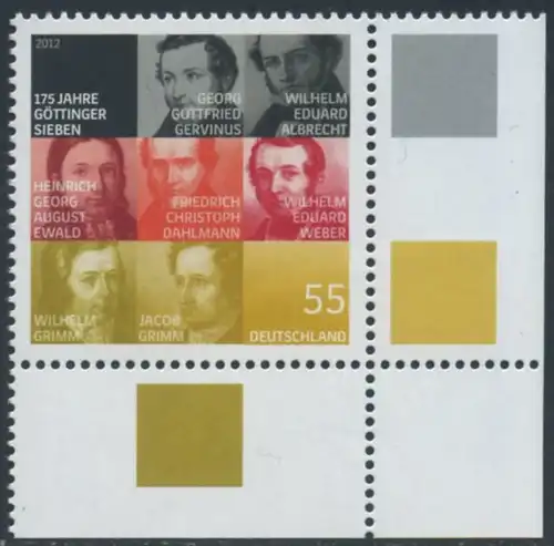 BUND 2012 Michel-Nummer 2962 postfrisch EINZELMARKE ECKRAND unten rechts