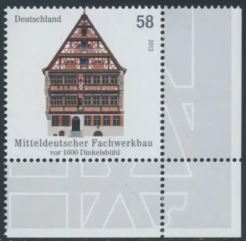 BUND 2012 Michel-Nummer 2970 postfrisch EINZELMARKE ECKRAND unten rechts