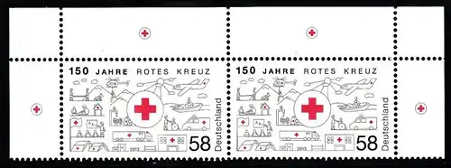 BUND 2013 Michel-Nummer 2998 postfrisch horiz.PAAR ECKRÄNDER oben rechts/oben links