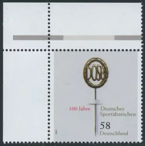 BUND 2013 Michel-Nummer 2999 postfrisch EINZELMARKE ECKRAND oben links