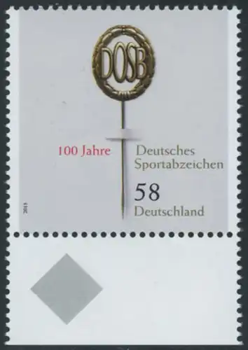 BUND 2013 Michel-Nummer 2999 postfrisch EINZELMARKE RAND unten (a)