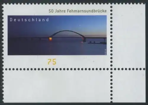 BUND 2013 Michel-Nummer 3001 postfrisch EINZELMARKE ECKRAND unten rechts