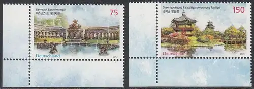 BUND 2013 Michel-Nummer 3013-3014 postfrisch SATZ(2) EINZELMARKEN ECKRÄNDER unten links