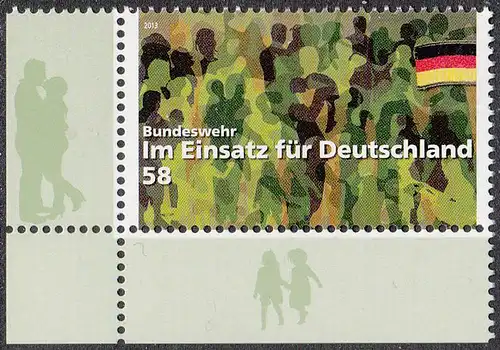 BUND 2013 Michel-Nummer 3015 postfrisch EINZELMARKE ECKRAND unten links