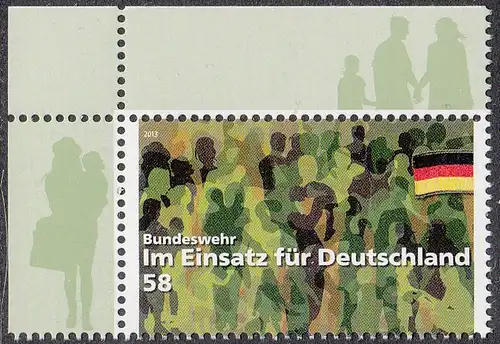 BUND 2013 Michel-Nummer 3015 postfrisch EINZELMARKE ECKRAND oben links