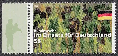 BUND 2013 Michel-Nummer 3015 postfrisch EINZELMARKE RAND links (a)