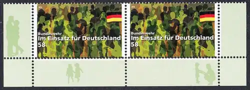 BUND 2013 Michel-Nummer 3015 postfrisch horiz.PAAR ECKRÄNDER unten rechts/unten links