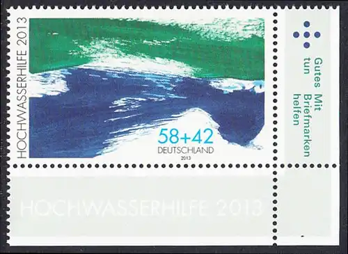 BUND 2013 Michel-Nummer 3022 postfrisch EINZELMARKE ECKRAND unten rechts