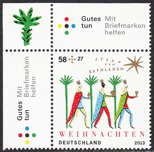 BUND 2013 Michel-Nummer 3035 postfrisch EINZELMARKE ECKRAND oben links