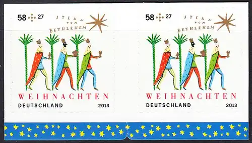 BUND 2013 Michel-Nummer 3040 postfrisch horiz.PAAR RAND unten -aus MH/selbstklebend-