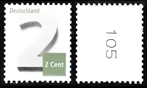 BUND 2013 Michel-Nummer 3042 postfrisch EINZELMARKE m/ rücks.Rollennummer 105 -Rollenmarke-