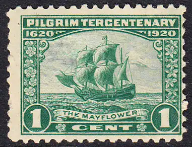 USA Michel 0255 / Scott 0548 postfrisch EINZELMARKE (a01) - 300. Jahrestag der Landung der Pilgerväter auf der Halbinsel Cape Cod bei Plymouth, MA; Segelschiff Mayflower
