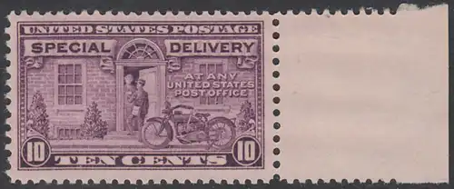 USA Michel 0258 / Scott E015 postfrisch EINZELMARKE RAND rechts - Eilmarke: Postbote und Motorrad