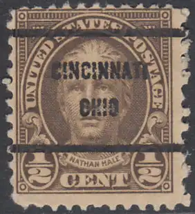 USA Michel 0259 / Scott 0551 postfrisch EINZELMARKE precanelled (a04) - Persönlichkeiten und Landesmotive: Nathan Hale