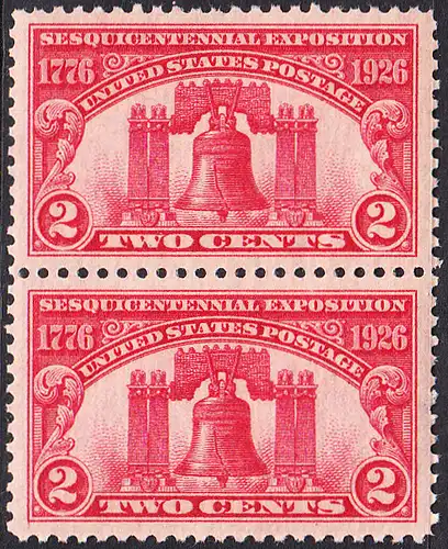 USA Michel 0303 / Scott 0627 postfrisch vert.PAAR (a1) - 150 Jahre Unabhängigkeit der Vereinigten Staaten von Amerika, Ausstellung in Philadelphia, PA