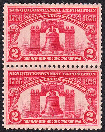 USA Michel 0303 / Scott 0627 postfrisch vert.PAAR (a3) - 150 Jahre Unabhängigkeit der Vereinigten Staaten von Amerika, Ausstellung in Philadelphia, PA