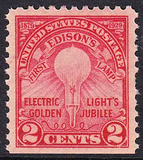 USA Michel 0317 / Scott 0655 postfrisch EINZELMARKE (unten ungezähnt) - 50. Jahrestag der Erfindung der elektrischen Glühlampe durch Thomas Alva Edison
