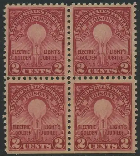 USA Michel 0317 / Scott 0655 postfrisch BLOCK (unten ungezähnt) - 50. Jahrestag der Erfindung der elektrischen Glühlampe durch Thomas Alva Edison