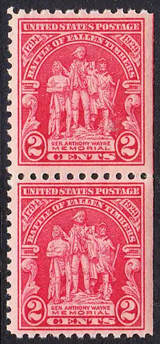 USA Michel 0319 / Scott 0680 postfrisch vert.PAAR (rechts ungezähnt) - 135. Jahrestag der Schlacht von Fallen Timbers, Ohio