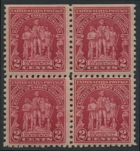 USA Michel 0319 / Scott 0680 postfrisch BLOCK (oben ungezähnt / a2) - 135. Jahrestag der Schlacht von Fallen Timbers, Ohio
