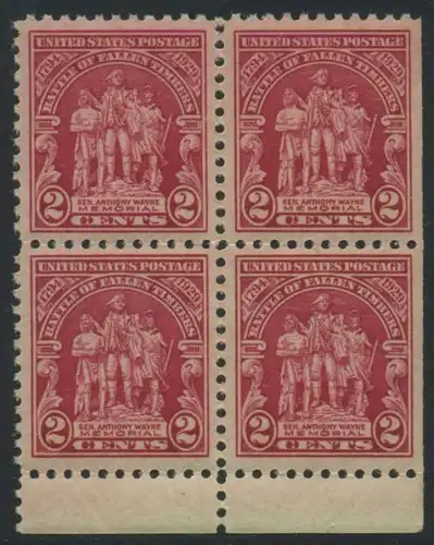 USA Michel 0319 / Scott 0680 postfrisch BLOCK RÄNDER unten (rechts ungezähnt) - 135. Jahrestag der Schlacht von Fallen Timbers, Ohio