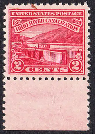USA Michel 0320 / Scott 0681 postfrisch EINZELMARKE RAND unten -  Vollendung der Ohio-Kanalisation zwischen Cairo, IL und Pittsburgh, PA