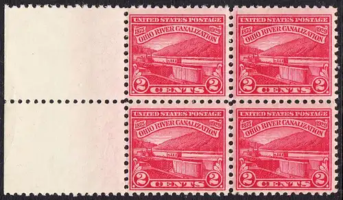 USA Michel 0320 / Scott 0681 postfrisch BLOCK RÄNDER links -  Vollendung der Ohio-Kanalisation zwischen Cairo, IL und Pittsburgh, PA