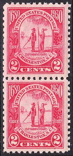 USA Michel 0325 / Scott 0683 postfrisch vert.PAAR (a2) - 260. Jahrestag der Gründung der Provinz Carolina, 250 Jahre Stadt Charleston, SC