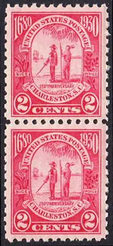 USA Michel 0325 / Scott 0683 postfrisch vert.PAAR (a4) - 260. Jahrestag der Gründung der Provinz Carolina, 250 Jahre Stadt Charleston, SC