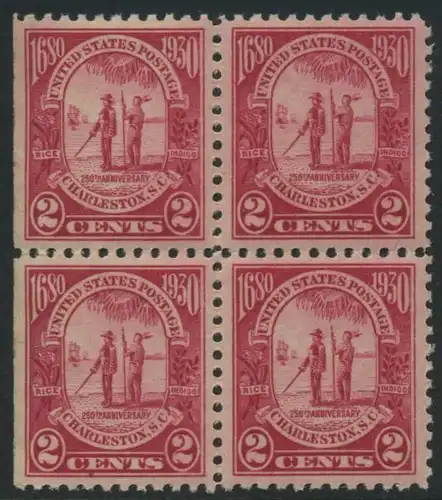 USA Michel 0325 / Scott 0683 postfrisch BLOCK (links ungezähnt / a1) - 260. Jahrestag der Gründung der Provinz Carolina, 250 Jahre Stadt Charleston, SC