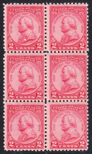 USA Michel 0330 / Scott 0689 postfrisch vert.BLOCK(6) (a1) - 200. Geburtstag von Friedrich Wilhelm von Steuben