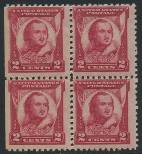 USA Michel 0331 / Scott 0690 postfrisch BLOCK (links ungezähnt / a1) - 150. Todestag von General Casimir Pulaski