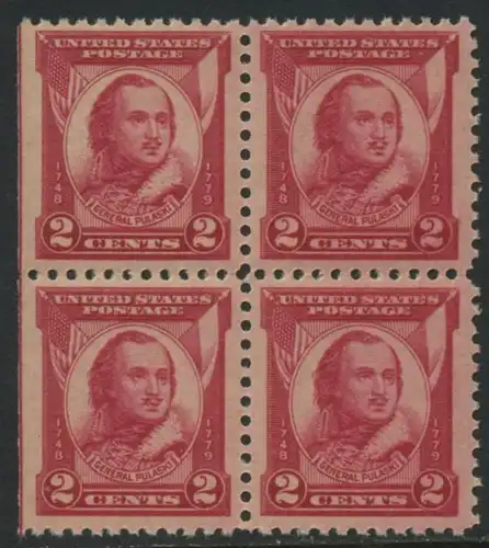 USA Michel 0331 / Scott 0690 postfrisch BLOCK (links ungezähnt / a2) - 150. Todestag von General Casimir Pulaski