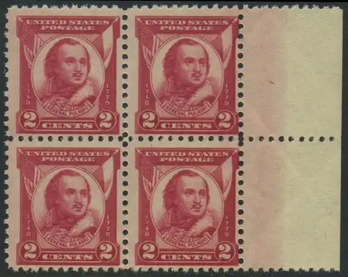 USA Michel 0331 / Scott 0690 postfrisch BLOCK RÄNDER rechts (a1) - 150. Todestag von General Casimir Pulaski