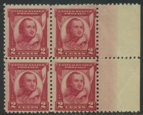 USA Michel 0331 / Scott 0690 postfrisch BLOCK RÄNDER rechts (a2) - 150. Todestag von General Casimir Pulaski