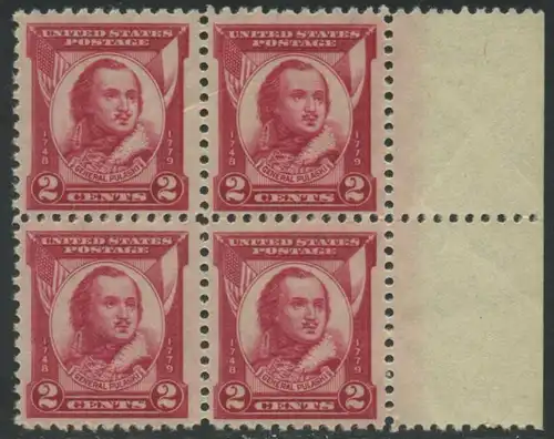 USA Michel 0331 / Scott 0690 postfrisch BLOCK RÄNDER rechts (a3) - 150. Todestag von General Casimir Pulaski