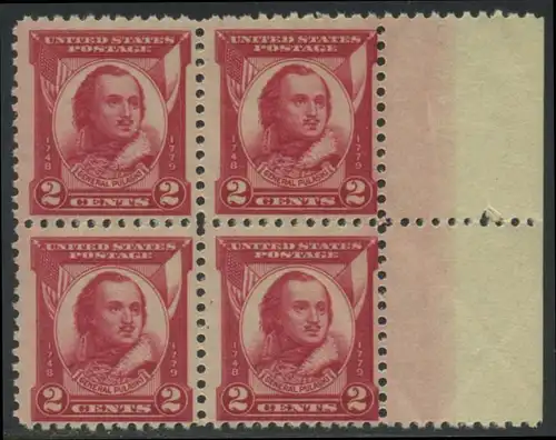 USA Michel 0331 / Scott 0690 postfrisch BLOCK RÄNDER rechts (a4) - 150. Todestag von General Casimir Pulaski