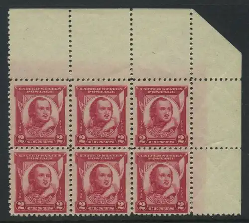 USA Michel 0331 / Scott 0690 postfrisch horiz.BLOCK(6) ECKRAND oben rechts (a2) - 150. Todestag von General Casimir Pulaski