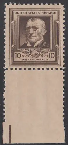 USA Michel 0464 / Scott 0868 postfrisch EINZELMARKE RAND unten - Berühmte Amerikaner: James Whitcomb Riley