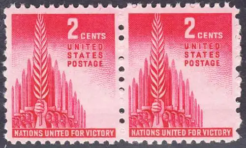 USA Michel 0510 / Scott 0907 postfrisch horiz.PAAR (a1) - Kampf der Alliierten: Siegeszeichen