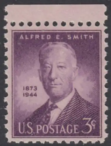 USA Michel 0542 / Scott 0937 postfrisch EINZELMARKE RAND oben (a1) - Alfred E. Smith, Politiker