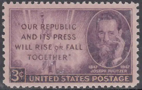 USA Michel 0554 / Scott 0946 postfrisch EINZELMARKE - 100. Geburtstag von Joseph Pulitzer., Journalist