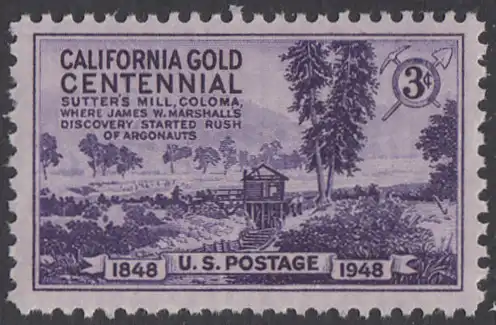 USA Michel 0566 / Scott 0954 postfrisch EINZELMARKE - 100. Jahrestag der Goldfunde in Kalifornien: Sutters Mühle, Coloma, die Stätte des ersten Goldfundes\\r\\n